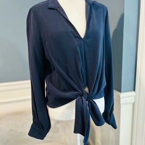 Karen Kane Deep Blue Tie-Front Top. NWT